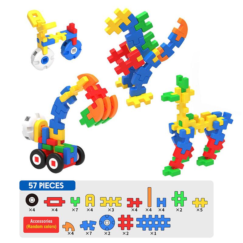 Kids DIY Building Blocks Set Colorful Interlocking Plastic Construction Toys Educational Puzzle Toy for Boys and Girls