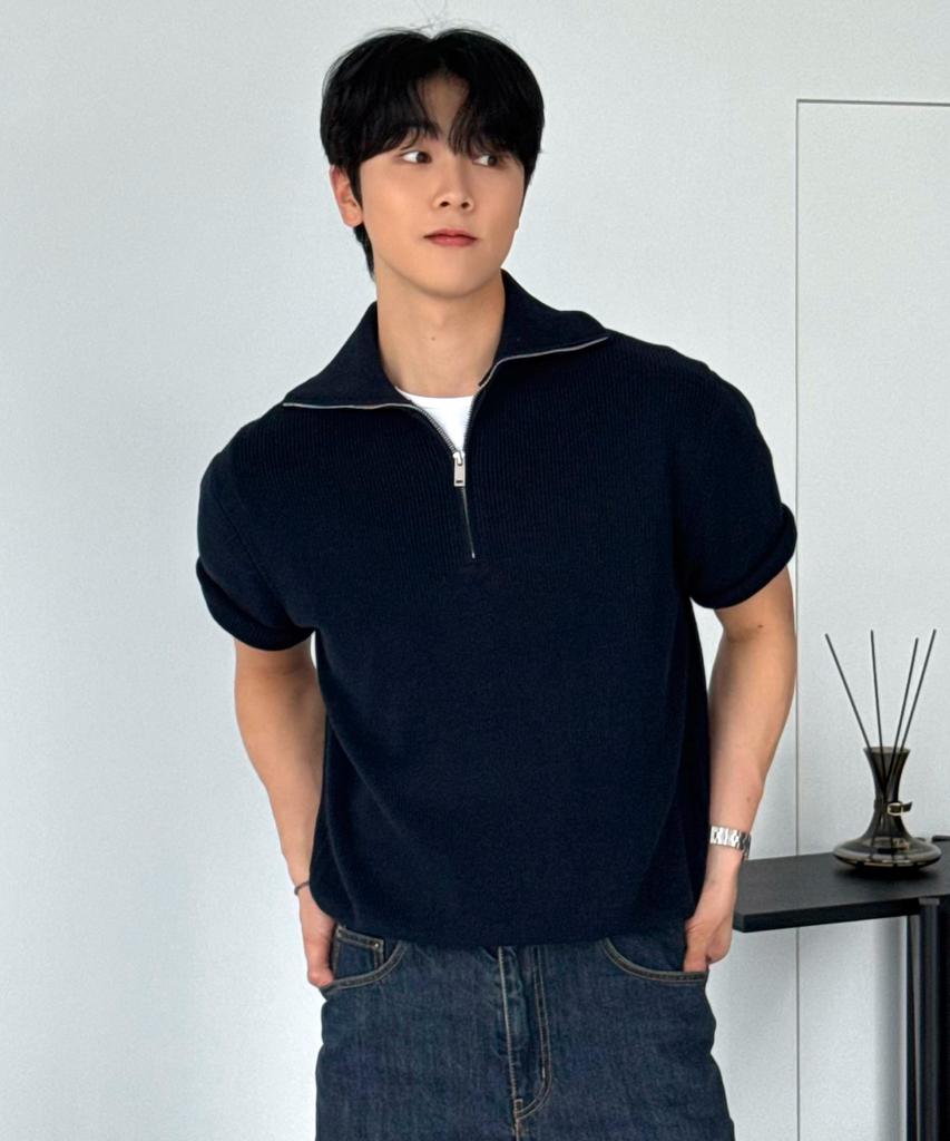 HYOJI 26 Ss Washable Cotton Half Zip-Up Crop Knit (8 Colors) (Type B)