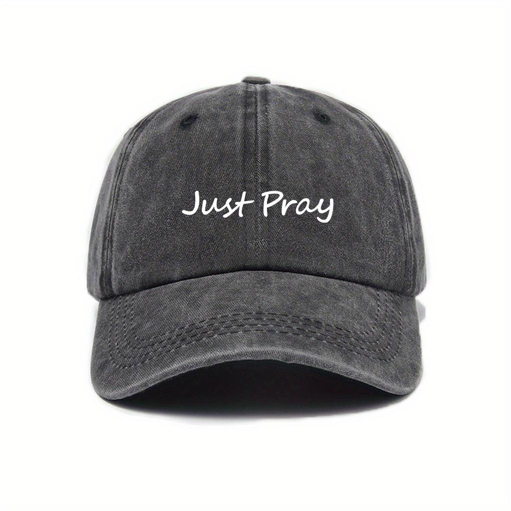 Urban Style Retro Washed 'Just Pray' Print Fashion Baseball Cap Unisex Adjustable Sun Protection Peaked Cap