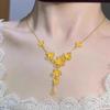 Golden Plum Blossom Necklace: Elegant Vietnamese Sand Gold with Floral Clavicle Chain Design.