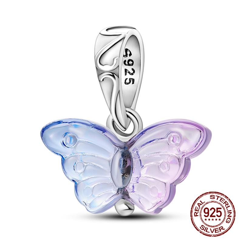 Copper Metal Fantasy Flying Dragon Mysterious Butterfly purple Charm Bead Components Pendant Bead Components Compatible With 4MM hole diamete