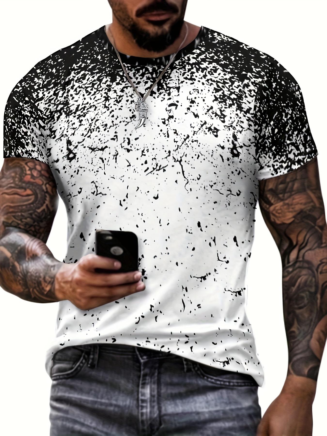 Men s Black and White Splatter Ink 3D Print T-Shirt – Sty S дубильная кора
