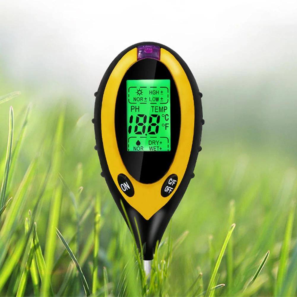 5-1Pcs 4/in 1 Soil PH Meter Soil Tester Flower Meter Moisture Meter Temperature Sunlight Intensity Analysis Acidity Garden Tool