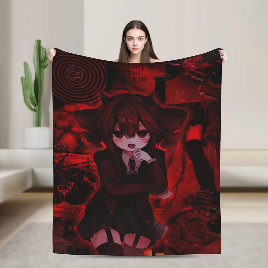 Teto Kasane Chibi Cartoon Anime Blanket Warm Novelty Plush Throw Blanket For Couch Chair Sofa Bed Flannel Bedspread Bed Cover