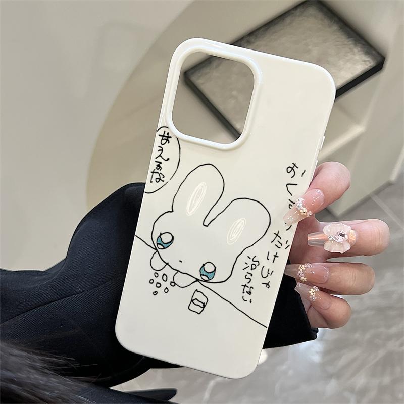 Cartoon Rabbit Pattern Protective Phone Case For iPhone 16 Pro Max 15 14 13 12 11 Pro Plus 16E Lovely Animals Shockproof Cover