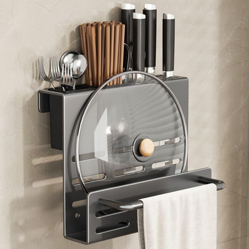 Carbon Steel Cutting Board Rack Heavy Duty Wall-Mounted Holder Kitchen Storage Rack Indoor Use