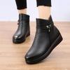 Winter Mother Shoes Women Wedge Heels Snow Boots Pure Black Warm Plush Ladies Ankle Boots Wedges Heel 3cm Plus Size 42