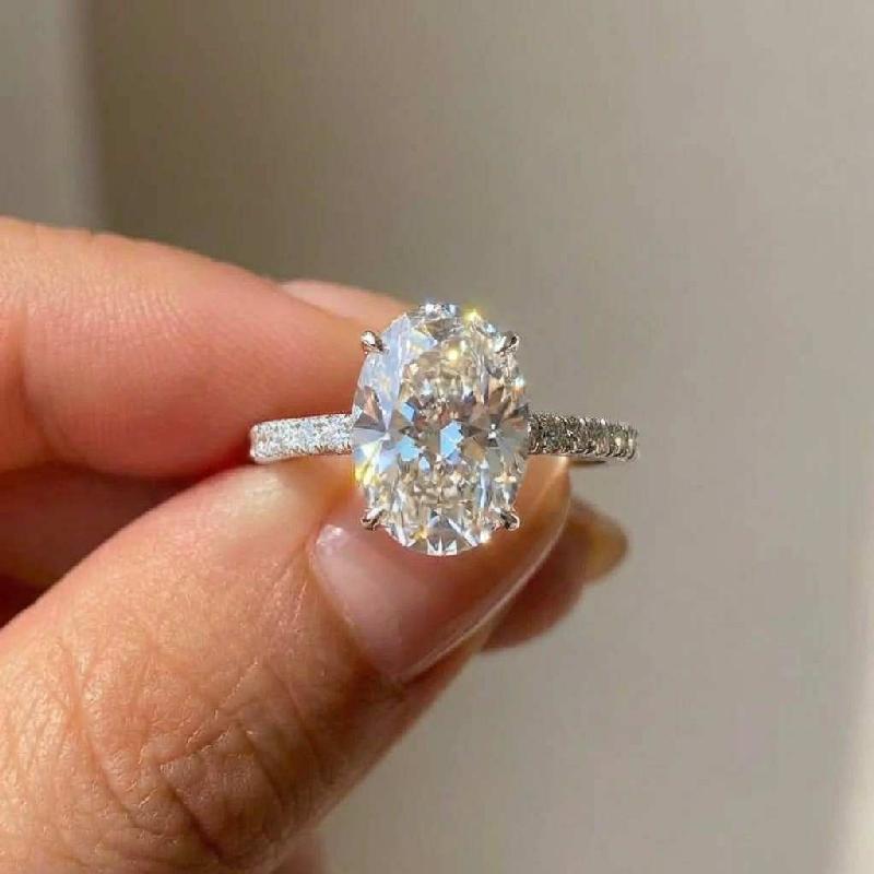925 Silber Zirkon Wunderschöne Glänzende Ovale Steinringe für Damen Geschenk Verlobung Hochzeit Luxus Hohe Qualität Feiner Schmuck