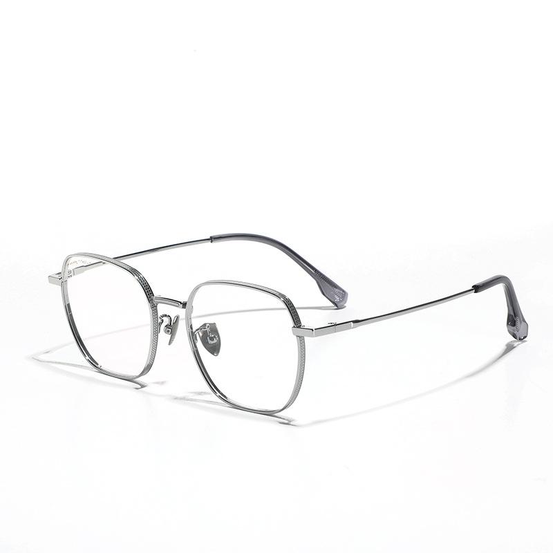 Glasses Myopia Glasses Frame Literary Square Flat Glasses Women'S Plain Glasses, Anti-Blue Light Metal Titanium Frames Men'S