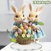 2D Flat Print Style Easter Bunny Acrylic Decor Sign, Colored Egg Basket Design, Suitable for Wall Decoration, Porch, Room, Villa, Accents Home, Hallwa