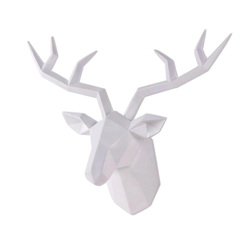 

1PC Resin Deer Head Office Detailed Antlers Home Decor Modern Wall Art Halloween With Antlers Elegant белый