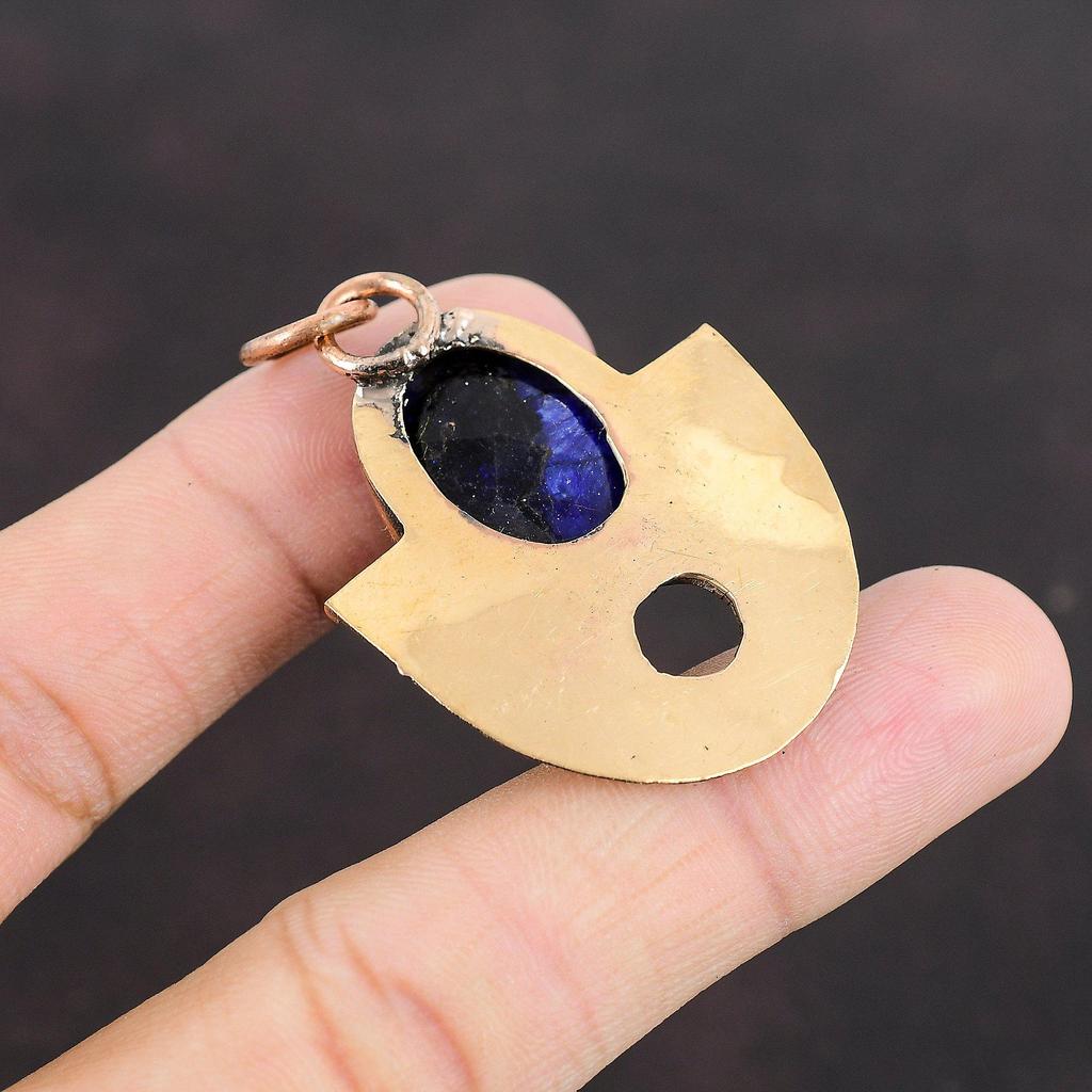 Faceted Blue Sapphire Copper Pendant Excellent Quality Gemstone Pendant Copper Jewelry Handmade Pendant Jewelry For Gifts Amazing Pendant
