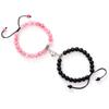 Trendy Couple 2Pcs/Set Natural Stone Beads Love Heart Magnetic Bracelet For Women Men Charm Peach Beaded Bracelets Jewelry Gifts
