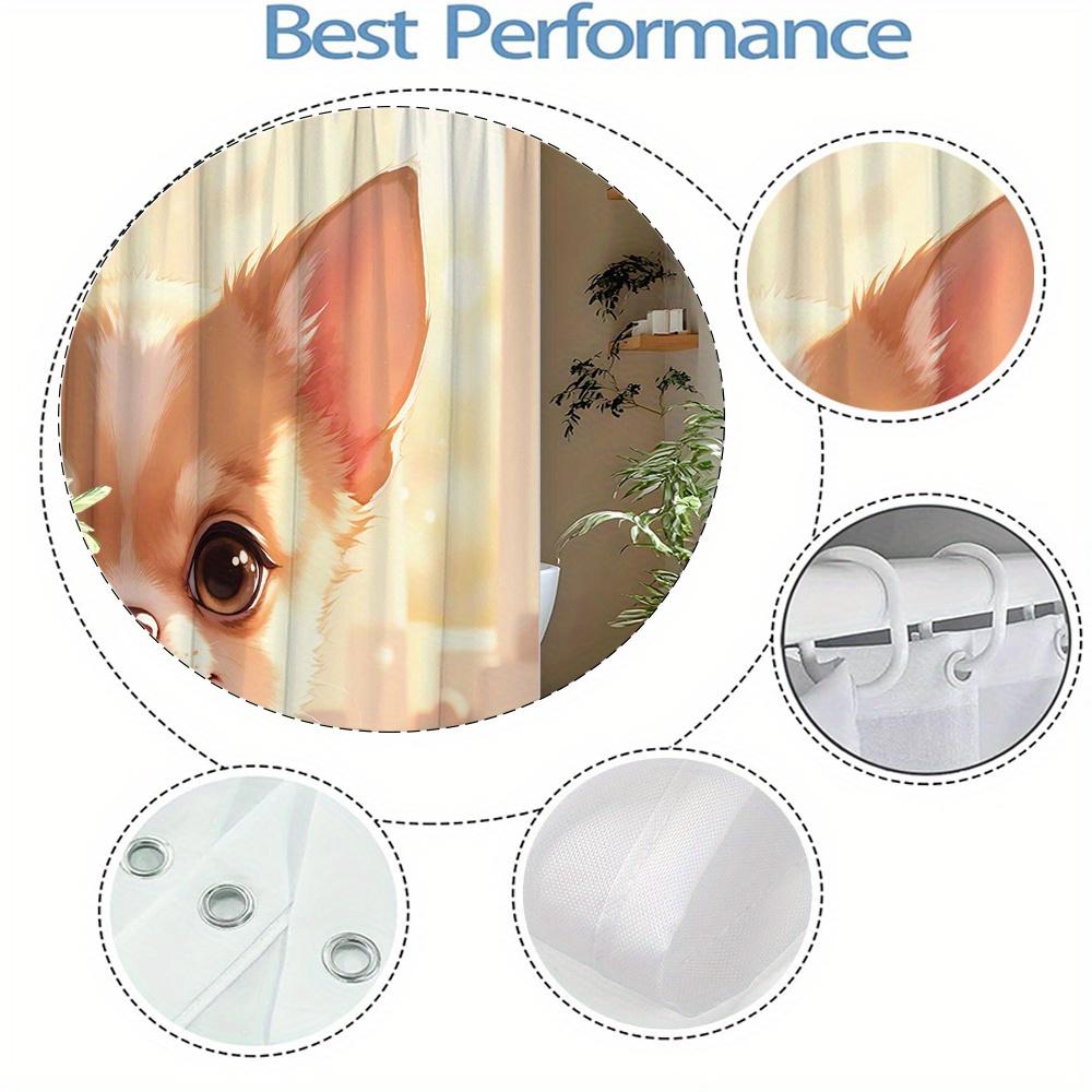 Cute Chihuahua Shower Curtain Big Eyes Puppy Print Waterproof Polyester Bathroom Decor Bath Curtain Set