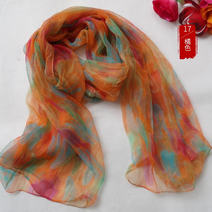 

[BYSIFA] Colourful Silk Scarf Women Long Thin 100% Silk Long Scarf 170*105cm Elegant Oversized Size Brand Autumn Winter Scarves