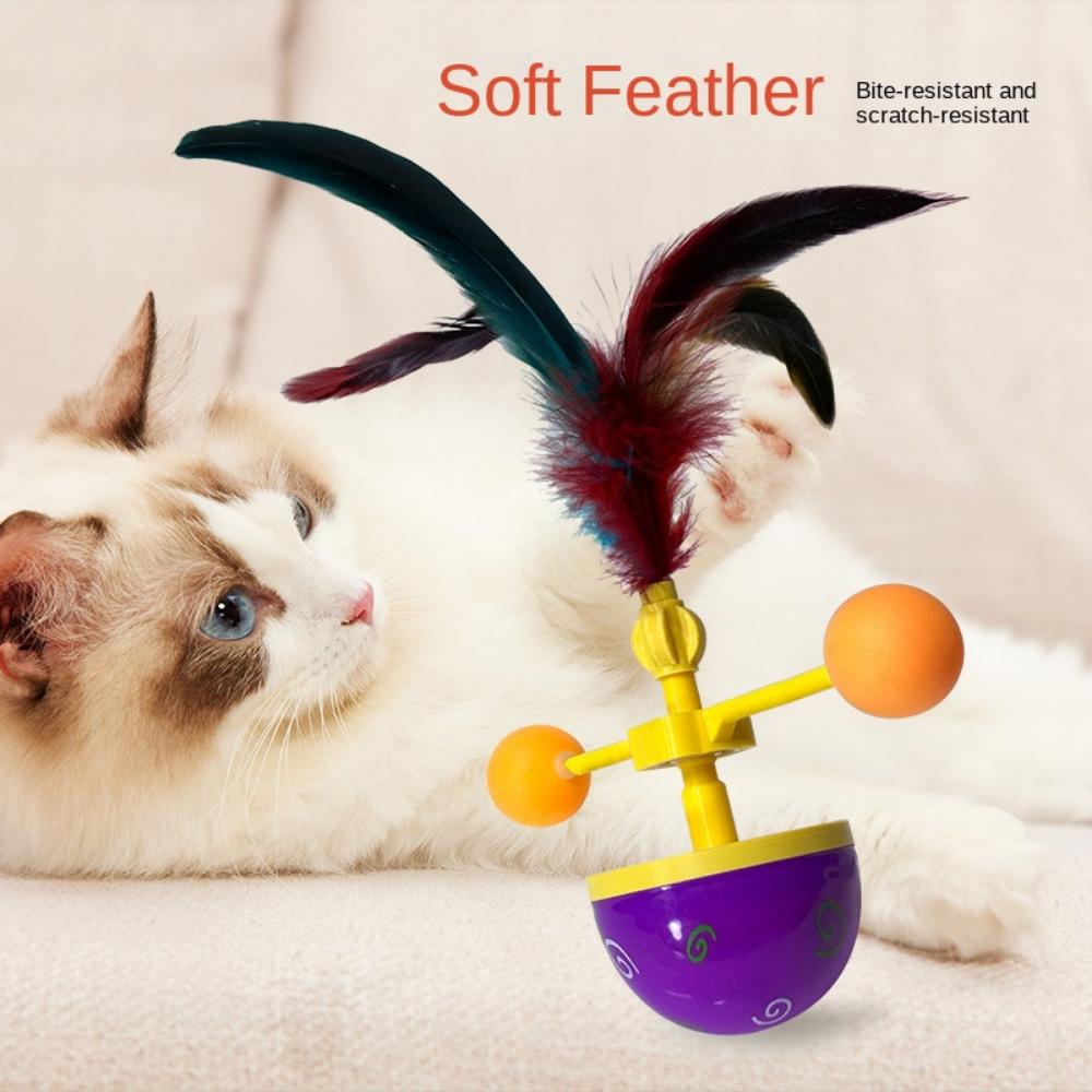 Colorful Feather Pet Feather Sliding Toy Rotating Pet Fun Roller Fun Interactive Cat Toys  Kitten