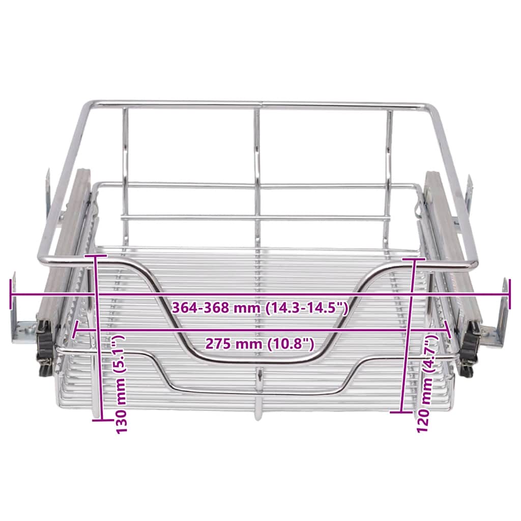 Built in Drawer Basket Slide 2 pcs Silver 400 mm