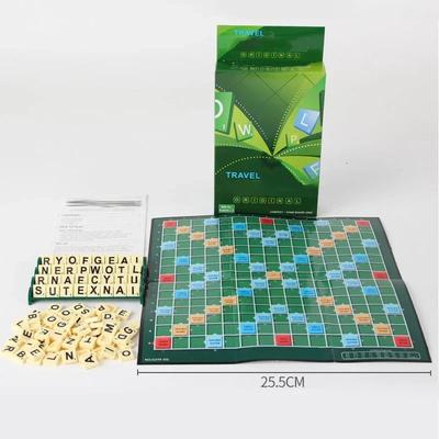 Caixa Solitária de Ortografia Inglesa para 2-4 Pessoas Xadrez de Alfabeto Brinquedos Educativos Viagem Alfabeto Inglês Scrabble Jogo de Tabuleiro de Quebra-Cabeça