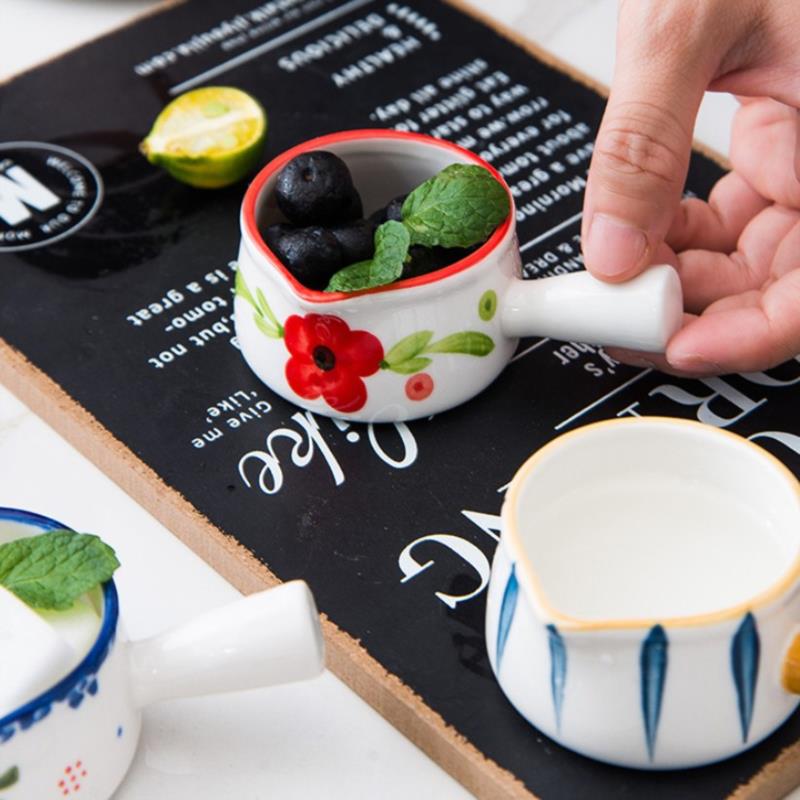 Mini Ceramic Milk Cup Creamer Jug Multifunctional Seasoning Dish Small Ceramic Coffee Milk Pitcher Vinegar Sauce Cup With Handle