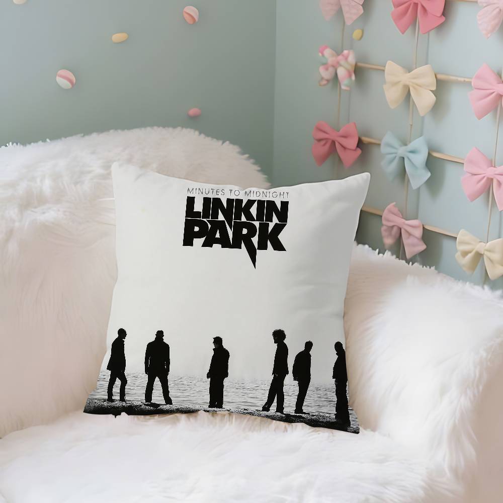 

LLinkinSParkS Case Plush Fabric Soft Pillowcase Double Sided Print Cushion Cover Household Gifts 40X40cm