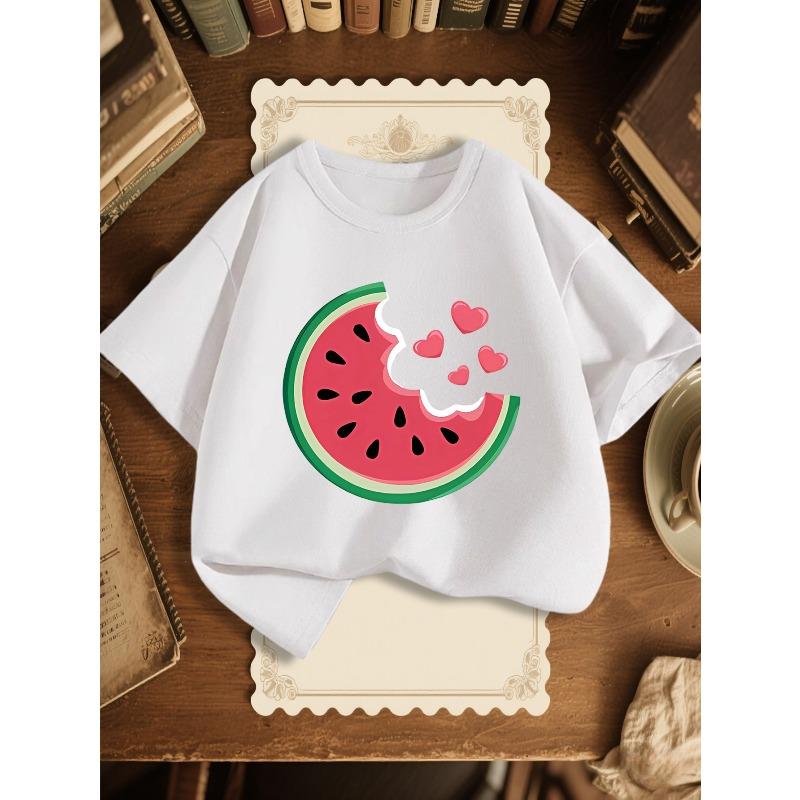 European sizes Girls Fashion Round Neck T-Shirt 110 белый