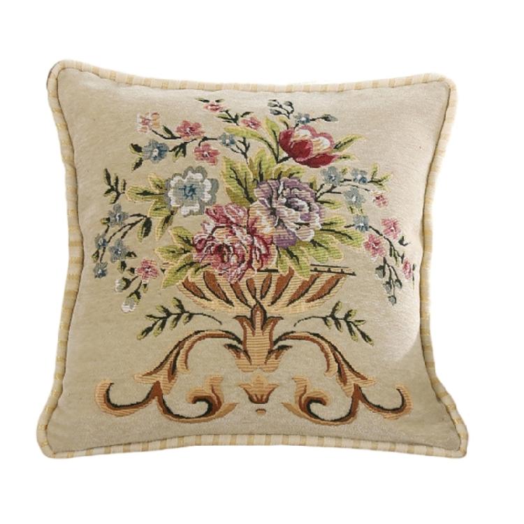Luxurious Fabric Throw Pillow Cover with Detailed Embroidery,Pillowcase Gift for Modern Homes Soft Comfortable Fabric