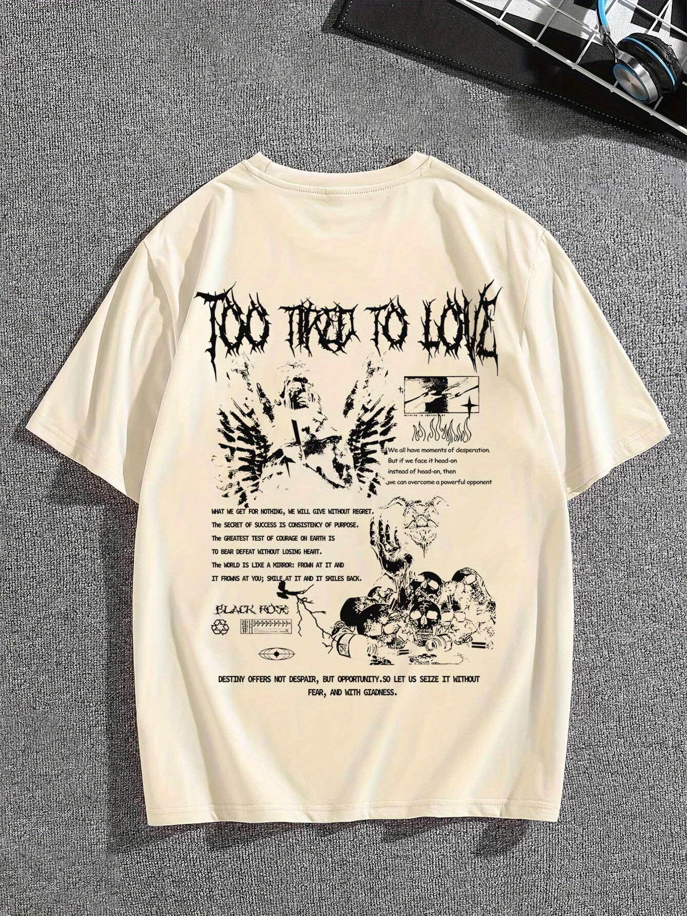 Mens Summer 100 Cotton T Shirt Artistic Design Breathable and Soft Fabric Suitable for Daily Casual Wear S