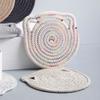 6Pcs Heat Resistant Table Mats with Cute Cats Ear Design for Pot and Bowls Washable Fabric Braided Cotton Cup Coasters