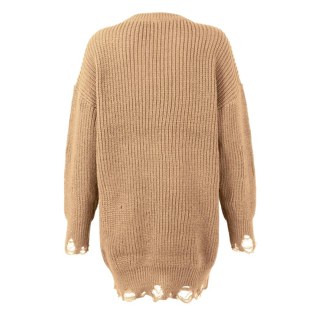Women's O-neck Oversized Sweaters Long Sleeve  Pullover Loose Chunky Knit Jumper