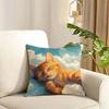 Cute oil painting colorful cat Cushion Cover Reversible Plush Pillow Cover Soft Fluffy  Home Decor for Sofa Bedroom