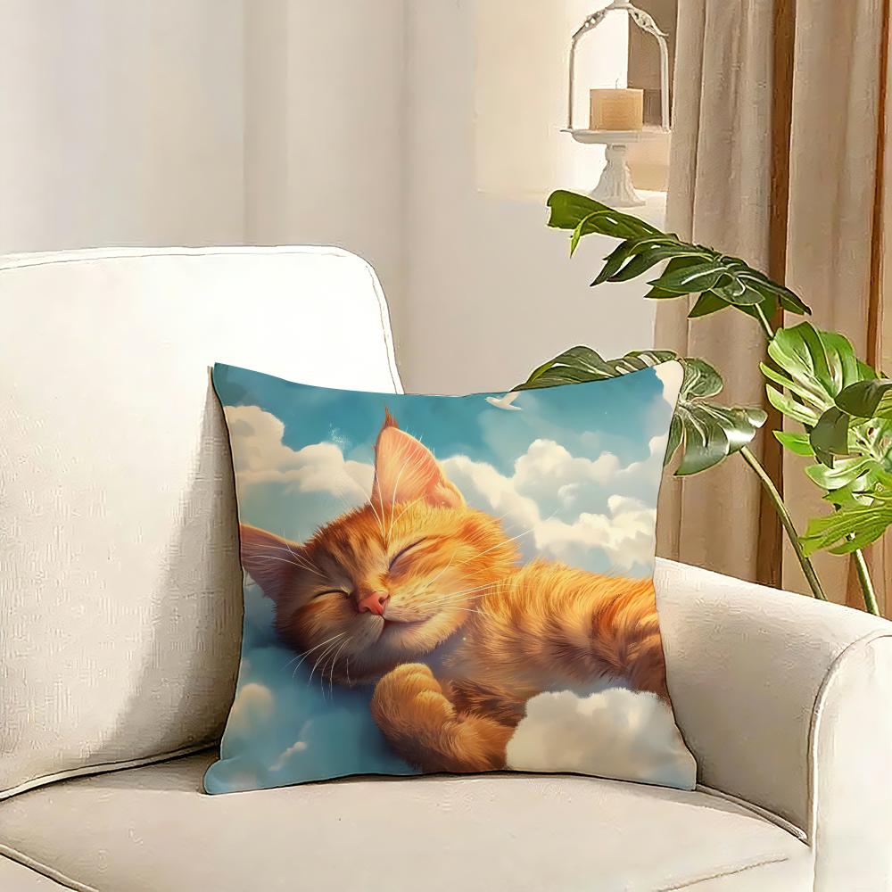 Cute oil painting colorful cat Cushion Cover Reversible Plush Pillow Cover Soft Fluffy Home Decor for Sofa Bedroom