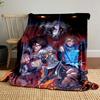 A Fiery Background with Characters Wielding Weapons and Magical Ice. for All Seasons Blanket Lunch Break Throw Gift