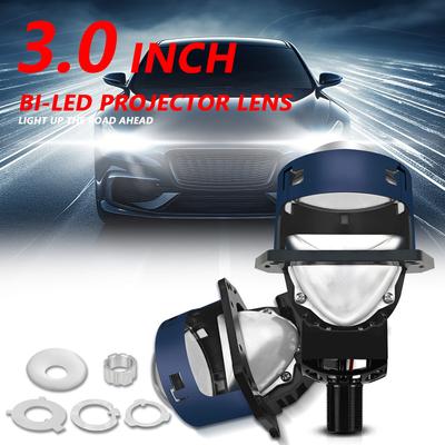 T03 3.0 Inch LED Projector Lens 6000K LED Headlight Bulbs H4 H7 9005/9006 IP68 Waterproof Low High Beams With Color Cut-off Line
