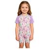 3 Peças Macacão Adaptativo Anti-Rasgo Infantil Gola Redonda Manga Curta Estampado com Zíper Invisível nas Costas para Meninos Meninas com Necessidades Especiais
