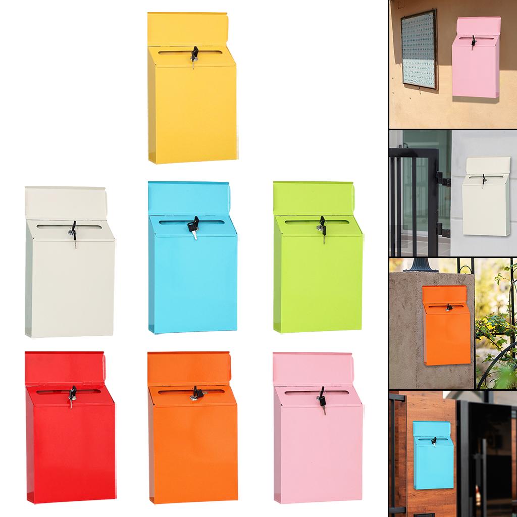 Vertical Mailbox Wall Mounted Deposit Suggestion Drop Box Secured Payments Key Paperwork Postbox Case Office Room Rural Decor