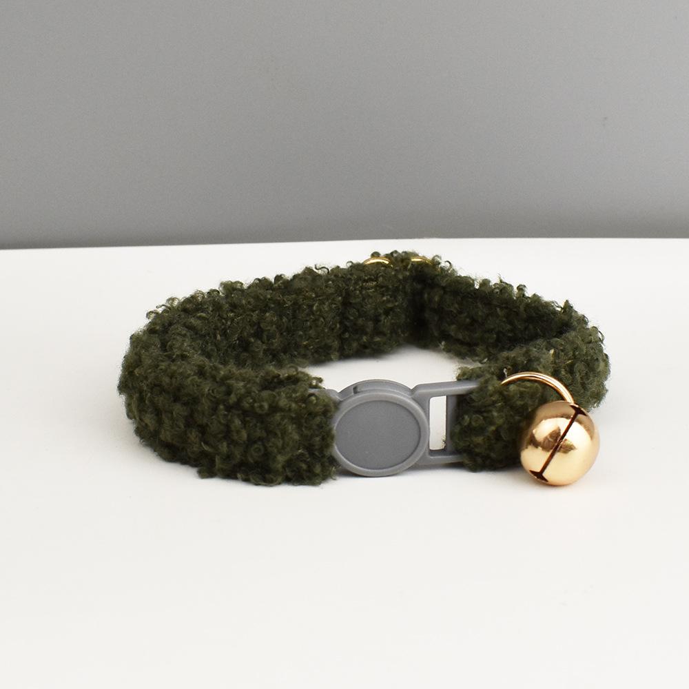 

Pet collar new teddy bear flat gray safety buckle cat ring cat ring bell cat collar bow L