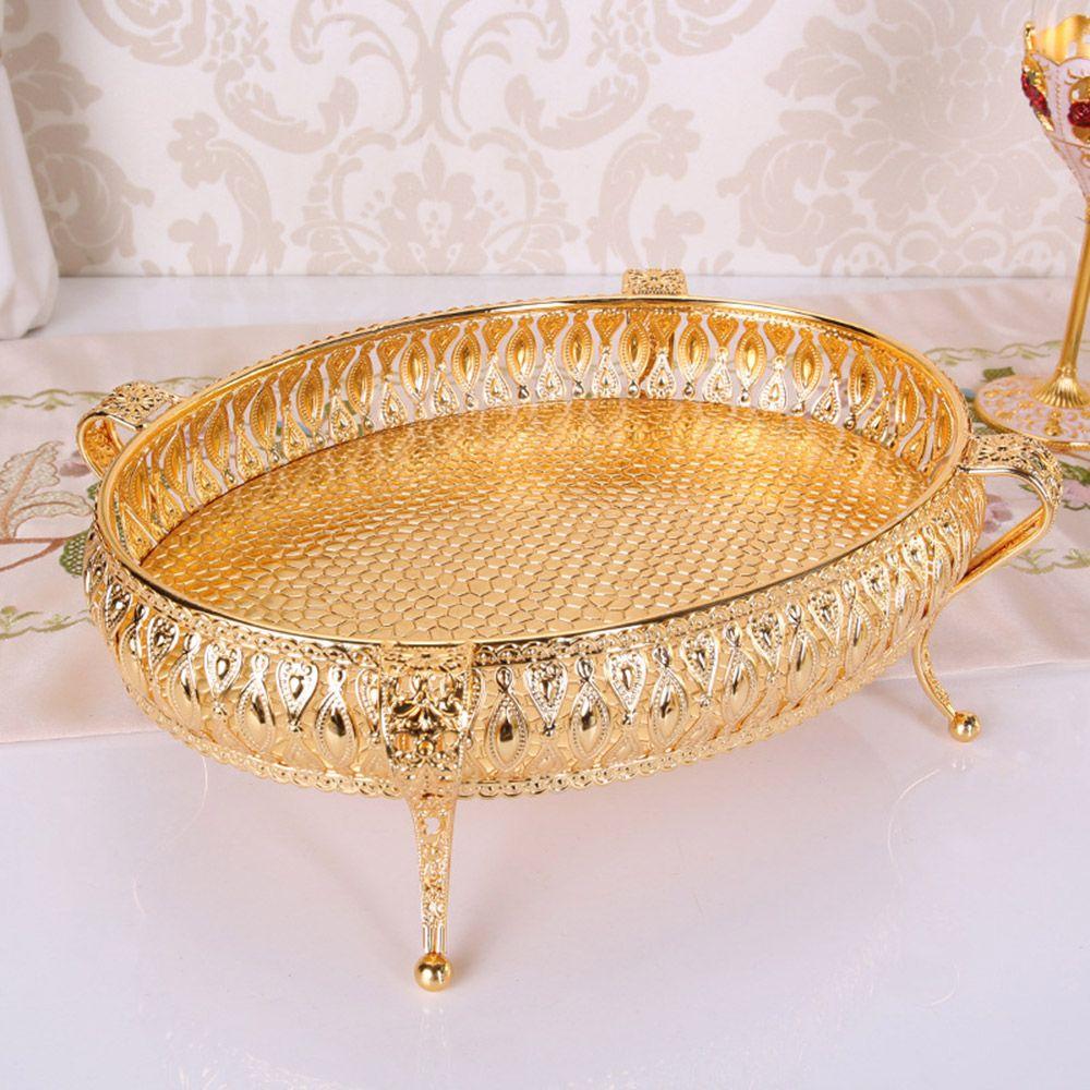 storage rack Ellipse Key Tray Candy Container Storage Tray Fruit Plate Bowl Metal Tray Nordic Style