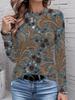 Women's T-Shirts Spring Autumn Bohemian Style Fashion Casual Vintage Pattern Female Long Sleeve T-Shirt Loose Womens Clothing