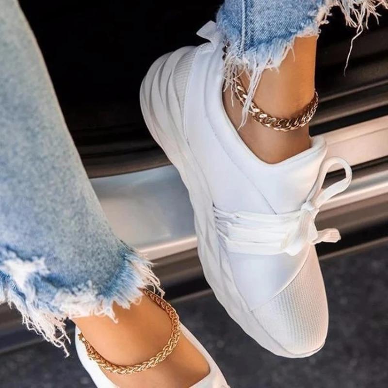 Women's Shoes Women Casual Mesh Sneakers Fashion Casual Platform Tennis Shoes Breathable Lace-up Vulcanized Shoes Zapatos Mujer