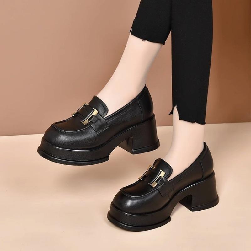 

Fashion Womens Derby Shoes Autumn Slip-on Casual Female Sneakers Loafers With Fur Clogs Platform Shallow Mouth Round Toe British Style L 35