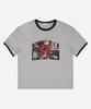 Nodi Dual Horse Emblem Ringer Crop Tee Melange Gray