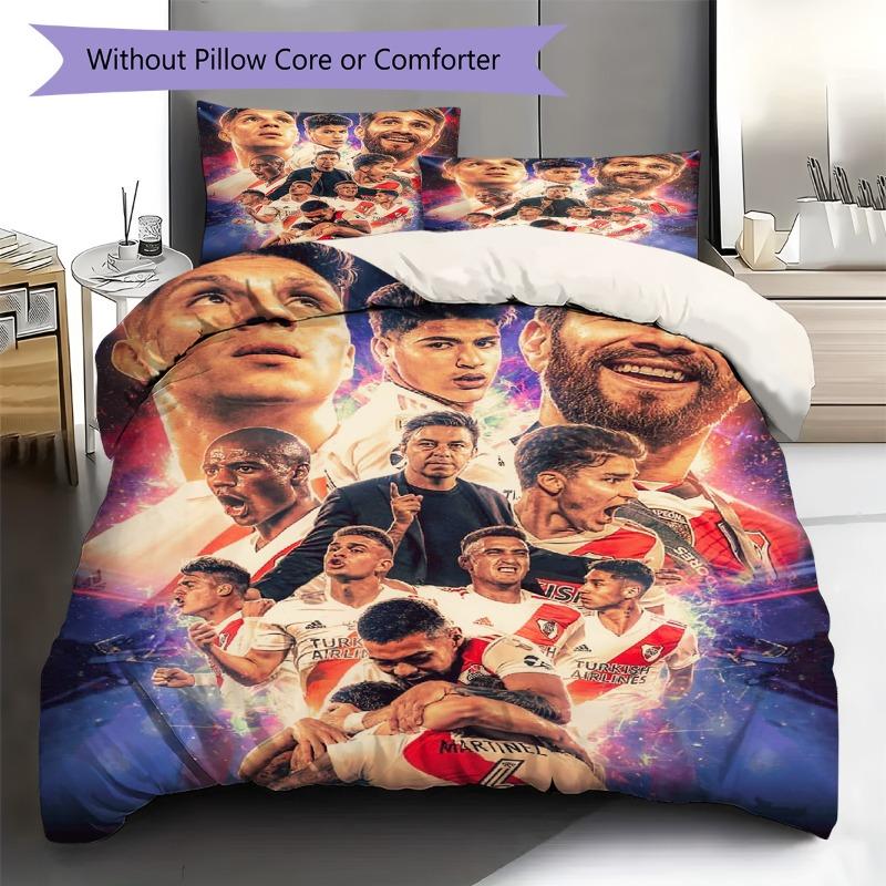 River Plate Team Starry Background Print Duvet Cover Set Soccer Bedding Set Without Pillow Core Comforter Bedroom Decor