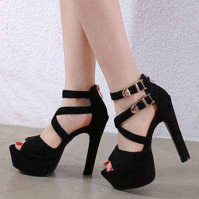 Women Cross Strap Platform Back Zipper High Thin Heel Sandals for Office Business Nightclub Evening Party Catwalk Show Wedding
