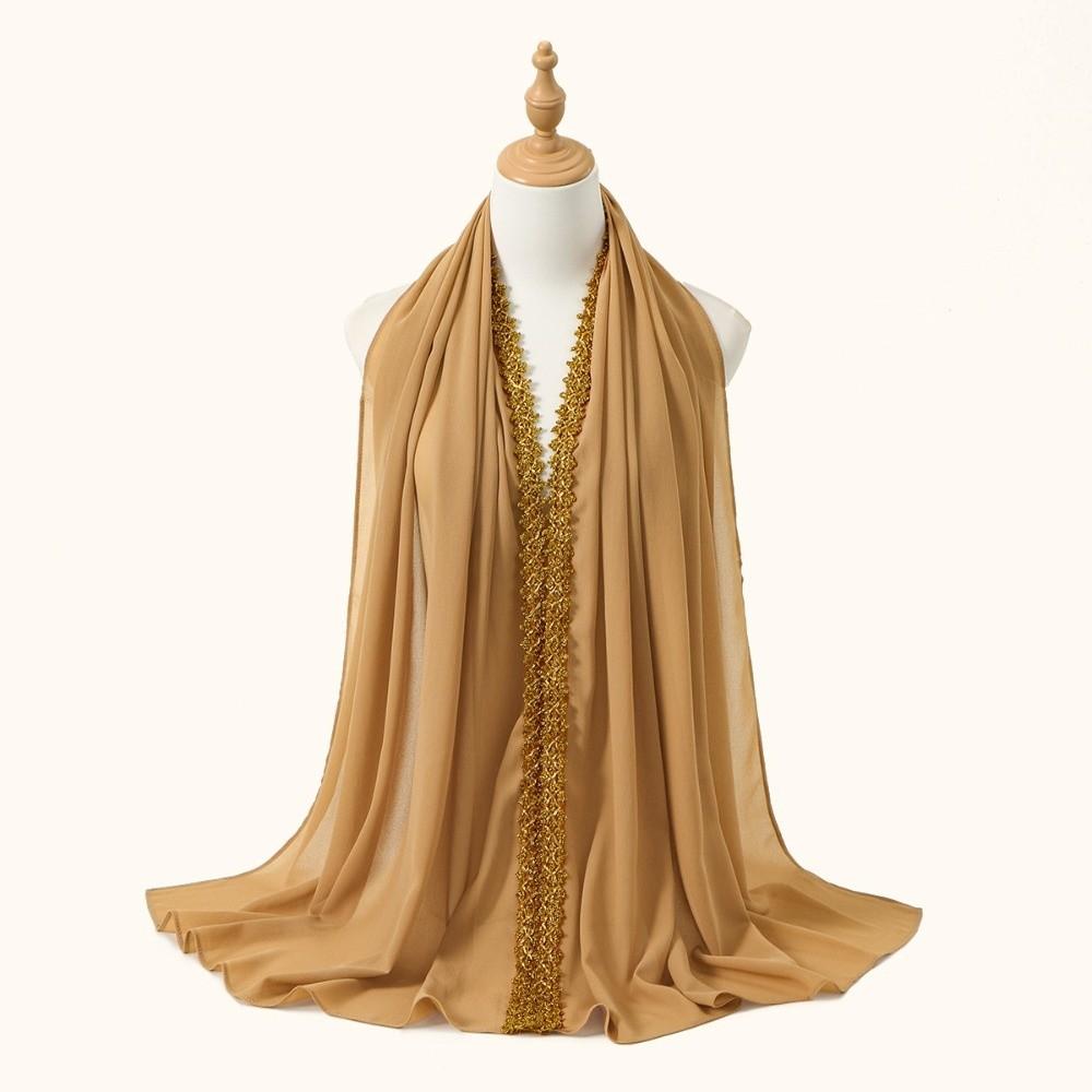 Golden Wave Modest Covering Scarf Chiffon Material Shawl Wrap New Eid al-Fitr Hijab  Arab Style