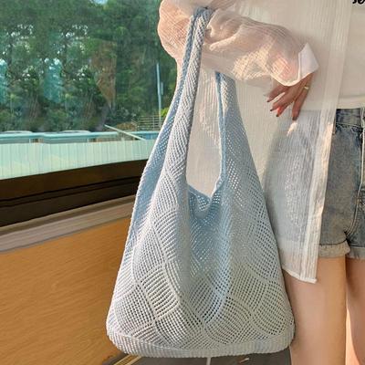 Designer-Handtaschen aus Strick für Damen, große Kapazität, Tragetaschen für Damen, Sommer-Strandtasche, große Geldbörsen, lässige, hohle, gewebte Umhängetaschen