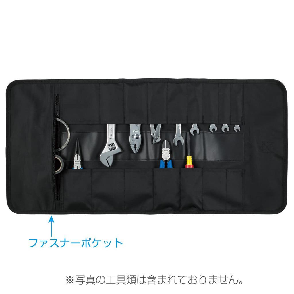 HOZAN Tool Case Tool Bag Roll-up Type with Stopper 17 Storage Pockets B-98