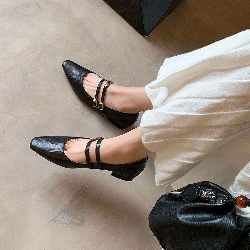 Haute Couture~ Sheepskin Single Shoes 2025 Spring Full Leather with Square Head Fashion Single Shoes 33-40 Large Size Women's Shoes