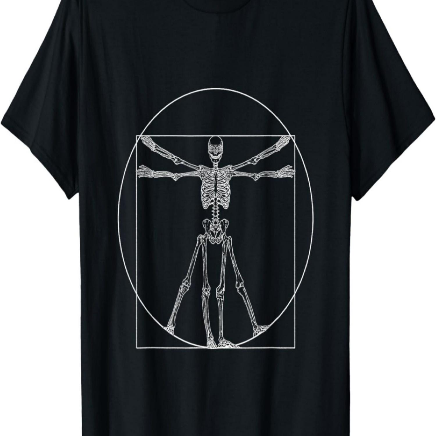 Da Vinci Skeleton Of Vitruvian Man Art Lovers Teachers T-Shirt S