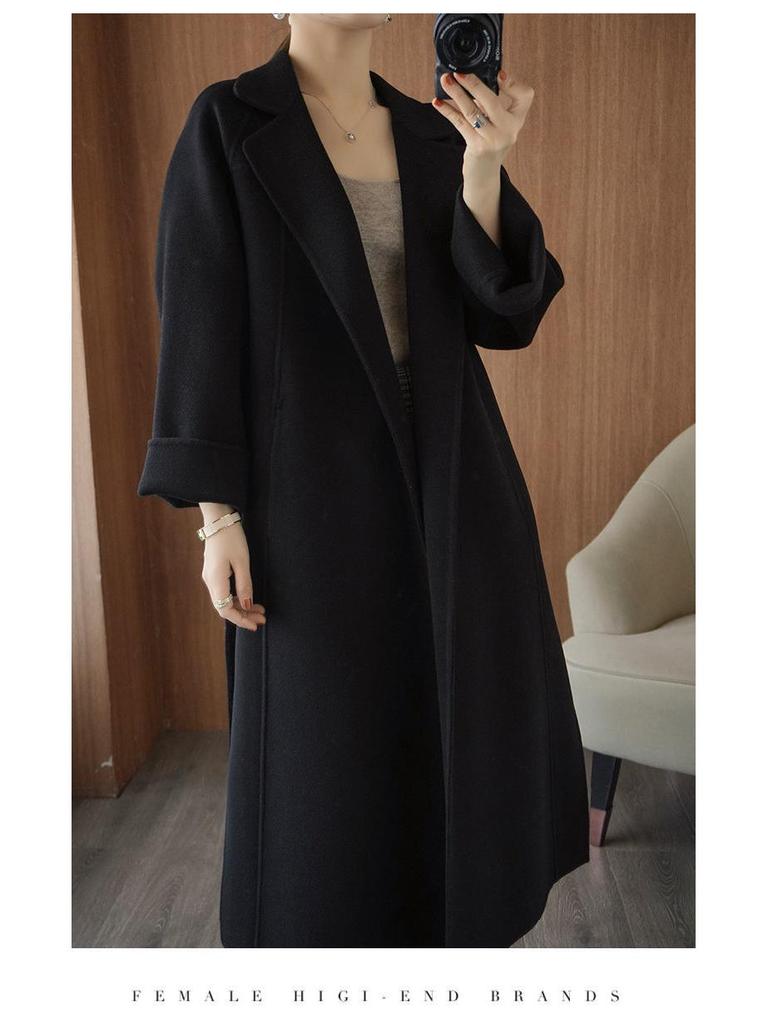 Women's Plus Size Long Wool Coat - Trendy Knee-Length Outerwear for Autumn/Winter 2025