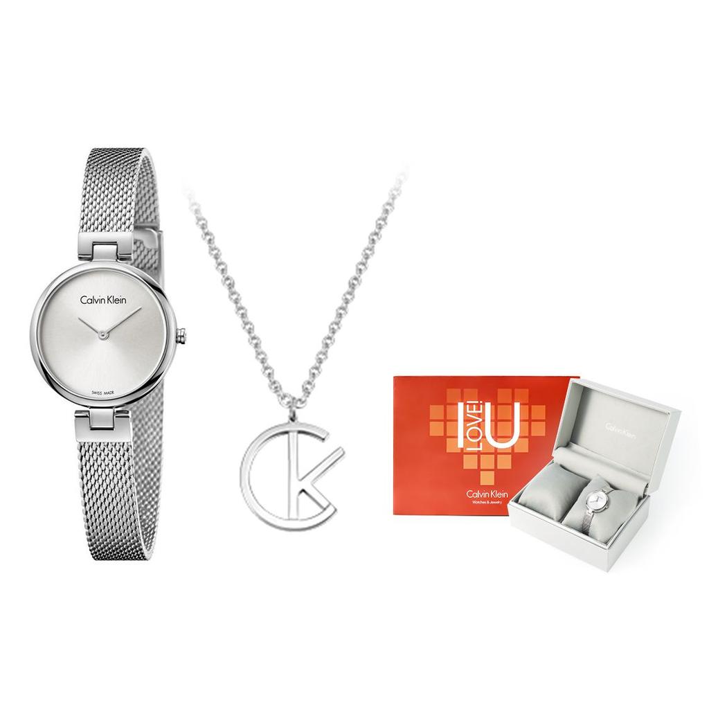 Calvin Klein Ck Quartz Pure Serie Uhr Quarzwerk Edelstahlarmband Weißes Zifferblatt Damenuhren K8G23126